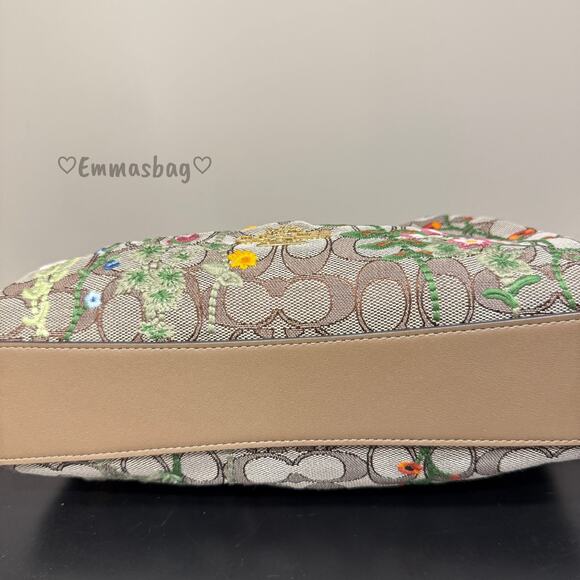 Coach Faye Shoulder Bag In Signature Jacquard With Floral Embroidery CDZ02 - Picture 5 of 8